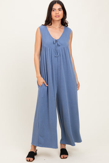 Blue Vintage Denim Sleeveless Baggy Fit Jumpsuit