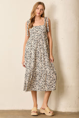 Black Multi Floral Tie Strap Maxi Dress