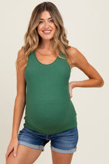 Forest Green Ribbed Knit Maternity Tank Top