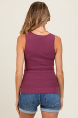 Plum Ribbed Knit Maternity Tank Top