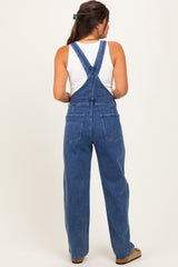 Blue Wash Rolled Cuff Maternity Denim Overalls