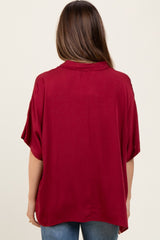 Burgundy Dolman Sleeve Button Down Maternity Blouse