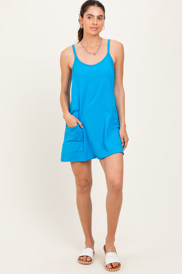 Aqua Racerback Romper Dress
