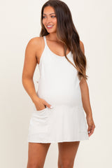 Cream Racerback Maternity Romper Dress