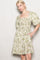 Olive Floral Smocked Puff Sleeve Dress