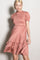Mauve Satin Smocked Mock Neck Dress
