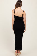 Black Sleeveless Knit Mermaid Maternity Maxi Dress