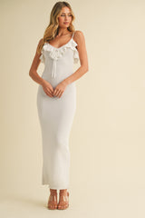 Ivory Sleeveless Knit Mermaid Maxi Dress