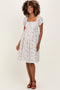 Ivory Floral Pleated Bodice Puff Sleeve Maternity Dress