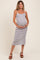 White Striped Backless Tie Maternity Maxi Dress