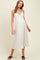 Ivory/Black Linen Striped Maternity Midi Dress
