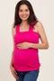 Fuchsia Square Neck Smocked Sleeveless Maternity Top