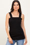 Black Square Neck Smocked Sleeveless Top