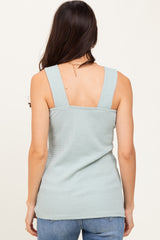 Sage Square Neck Smocked Sleeveless Top