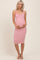 Pink/Cream Striped Ribbed Fitted Sleeveless Maternity Dress