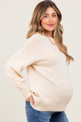 Cream Drop Shoulder Oversized Maternity Sweater