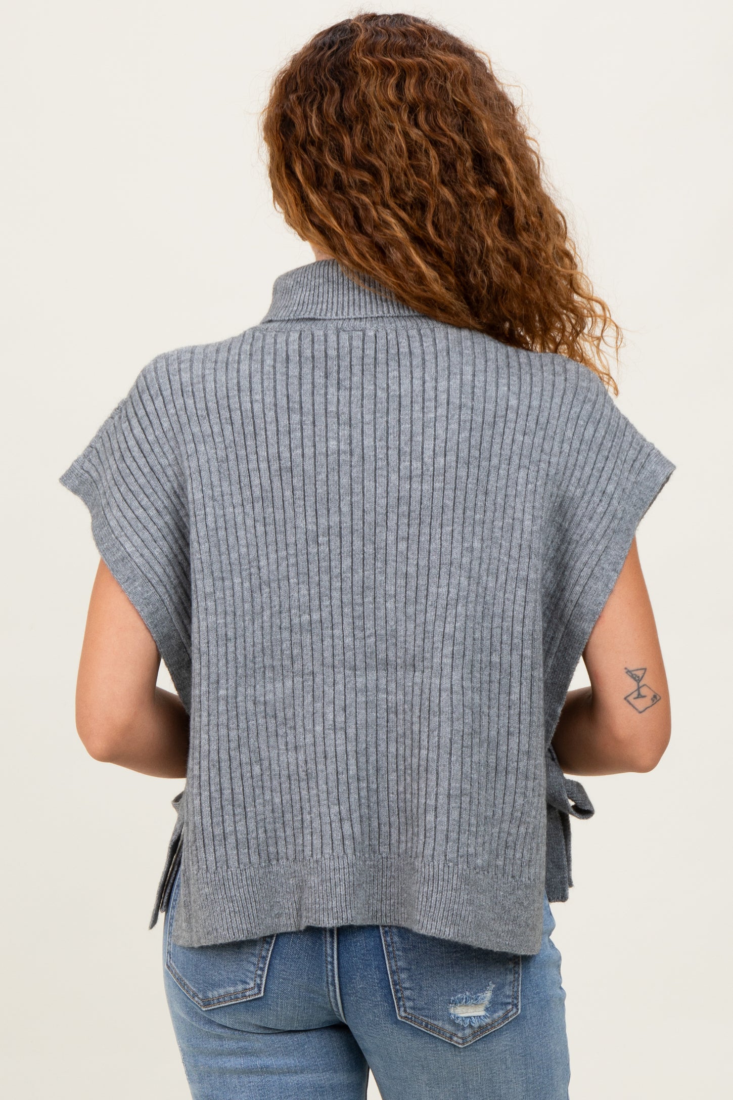 Heather Grey Turtleneck Sweater Vest