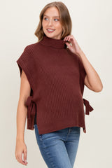 Burgundy Turtleneck Maternity Sweater Vest