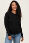 Black Basic Ribbed Knit Long Sleeve Maternity Top