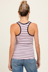 Light Pink Striped Button Front Maternity Tank Top