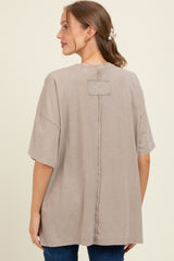 Taupe Mineral Wash Crochet Pocket Maternity Top