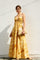 Yellow Printed Cutout Halter Maxi Dress