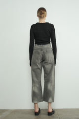 Black Lace Ruffle Neckline Long Sleeve Top