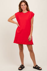 Red Studded Shoulder Mini Dress