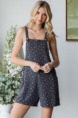 Charcoal Floral Ribbed Romper