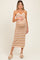 Light Olive Striped Halter Crochet Knit Maternity Midi Dress