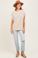 Cream Oversized Side Button Maternity Sweater Vest