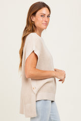 Cream Oversized Side Button Sweater Vest