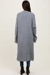 Grey Ribbed Chunky Knit Long Oversized Cardigan