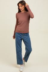 Burgundy Ribbed Long Sleeve Top