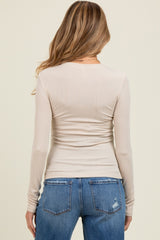 Cream Ribbed Maternity Long Sleeve Top