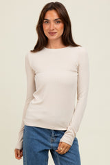 Cream Ribbed Maternity Long Sleeve Top