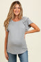 Heather Grey Double Ruffle Sleeve Maternity T-Shirt