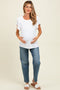 White Double Ruffle Sleeve Maternity T-Shirt
