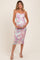 Mauve Floral Ruched Fitted Maternity Midi Dress