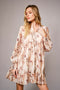 Brown Animal Print Tiered Mini Dress