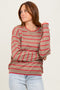 Mocha Striped Drop Shoulder Sweater