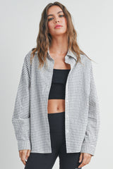 Ivory Checker Plaid Button Down Maternity Shirt