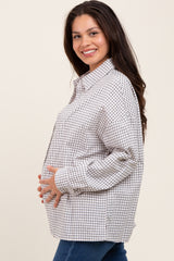 Ivory Checker Plaid Button Down Maternity Shirt