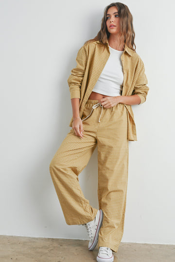 Yellow Checker Plaid Button Down Shirt