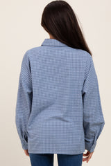 Blue Checker Plaid Button Down Maternity Shirt