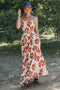 Rust Floral Smocked Top With Maxi Skirt Set