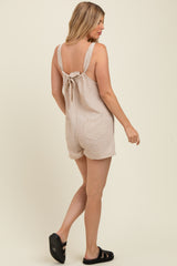 Beige Sleeveless Woven Maternity Romper