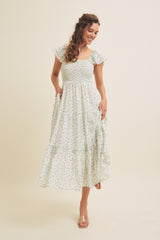 Jade Elegant Chiffon Floral Smocked Midi Dress