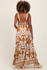 Camel Resort Border Print Maternity Maxi Dress
