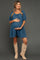 Navy Chambray Jacquard Puff Sleeve Maternity Mini Dress